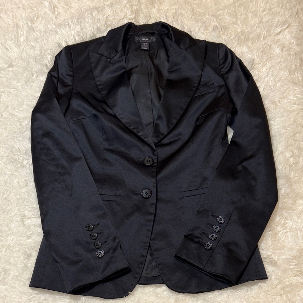 H&M Black Satin Classic Blazer - Picture 9 of 9